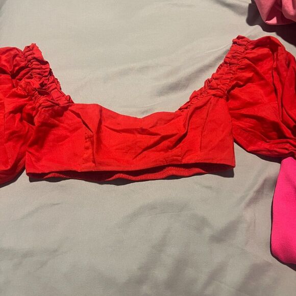 WEWOREWHAT COCO SOLID OBE RUBY RED TOP WOMENS SEXY CROPPED XS - Picture 7 of 10